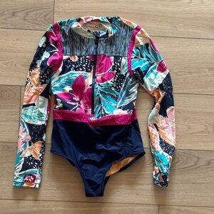 Athleta Vibrant Floral Long Sleeve Bodysuit